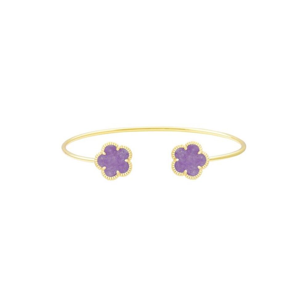 Jankuo 14K Plated Amethyst Crystal Cuff Bracelet, Purple
